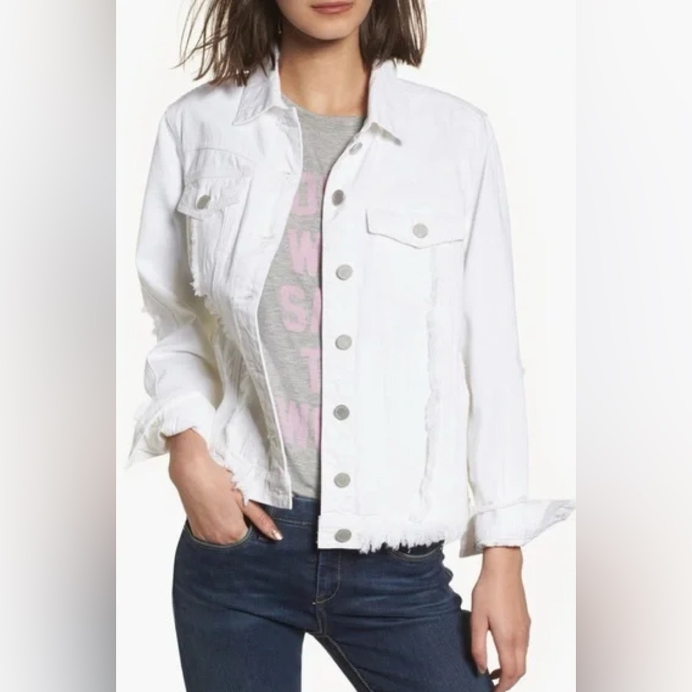 Blank NYC White Distressed Denim Jacket